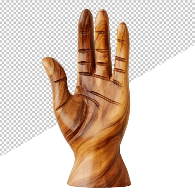 PSD a wooden statue of a hand with a palm up