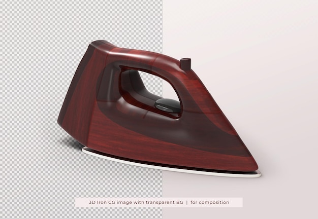 wooden Steam Iron in 3D Rendering Isolated