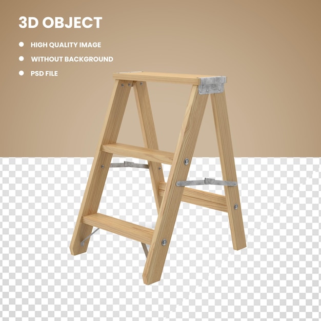 PSD wooden step ladder