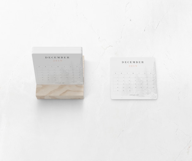 PSD wooden support for miniature calendar