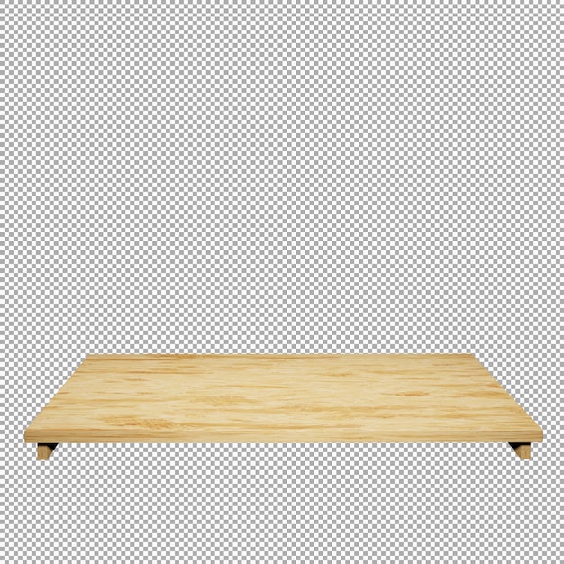 Wooden table foreground wood table top front view 3d render isolated