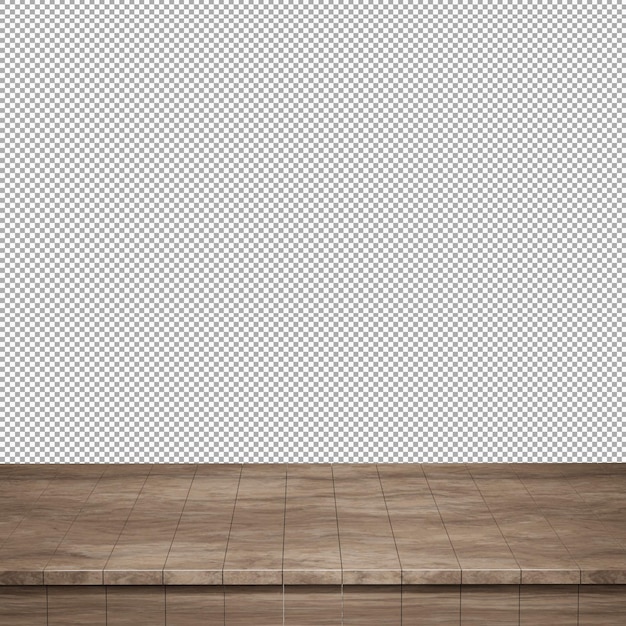 wooden table foreground, wood table top front view 3d render isolated