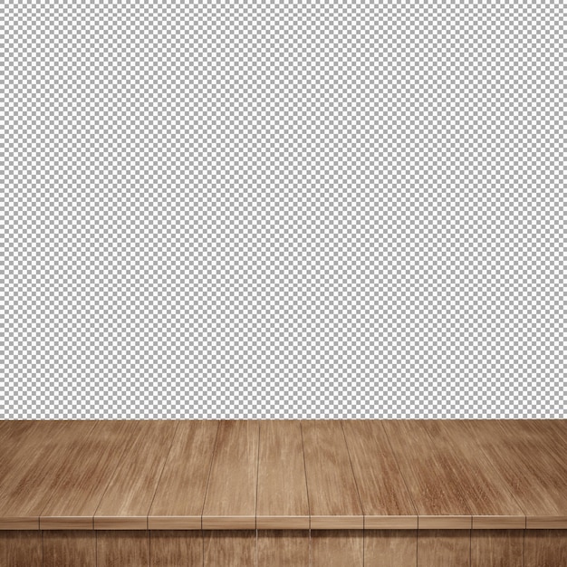 PSD wooden table foreground wood table top front view 3d render isolated