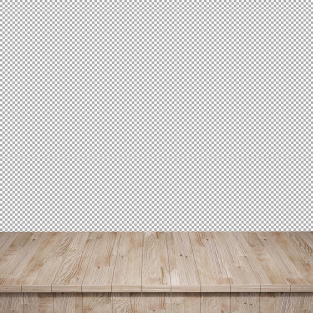 Wooden table foreground wood table top front view 3d render isolated