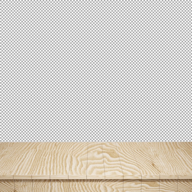 Wooden table foreground wood table top front view 3d render isolated