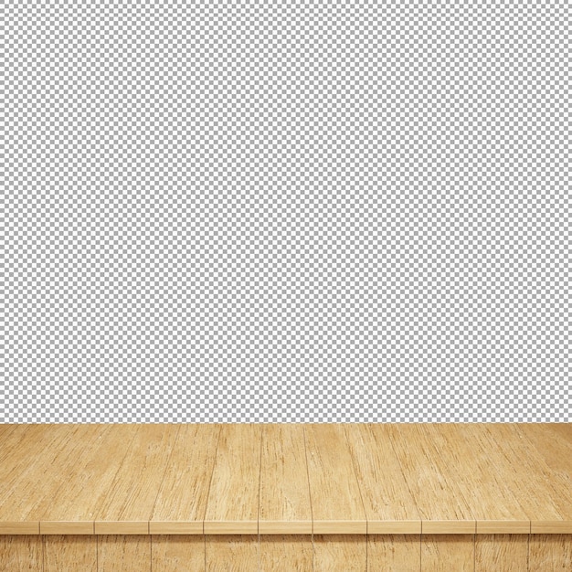 Wooden table foreground wood table top front view 3d render isolated