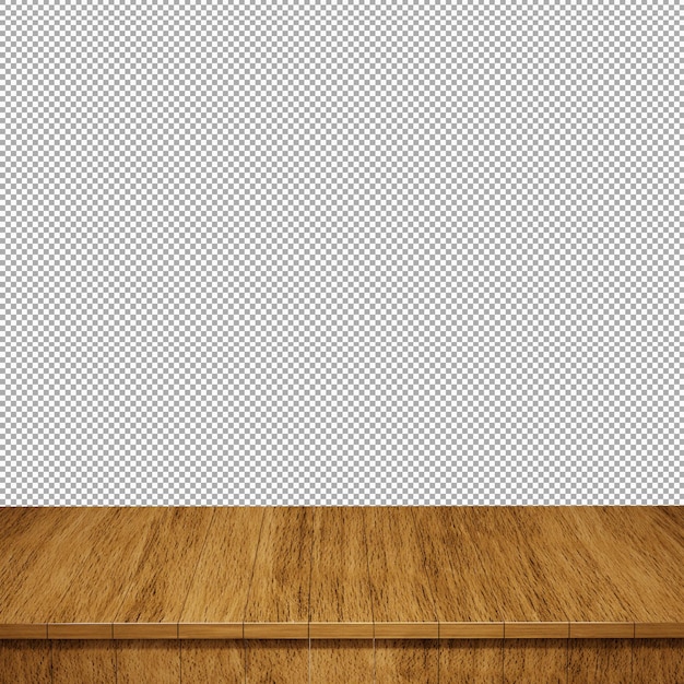 Wooden table foreground wood table top front view 3d render isolated