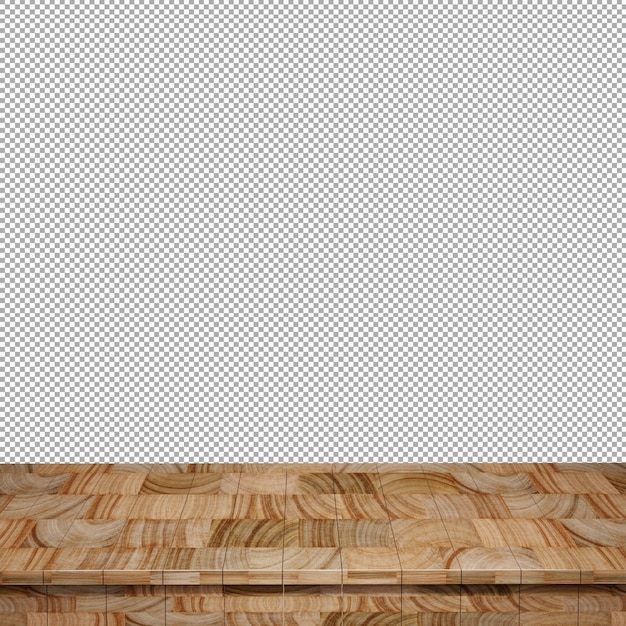 PSD wooden table foreground wood table top front view 3d render isolated