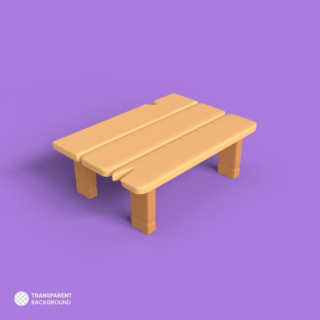 Wooden table icon isolated 3d render illustration