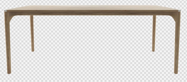 Деревянный стол на прозрачном фоне. 3d визуализация