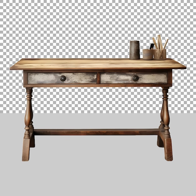 Wooden table on transparent background ai generated