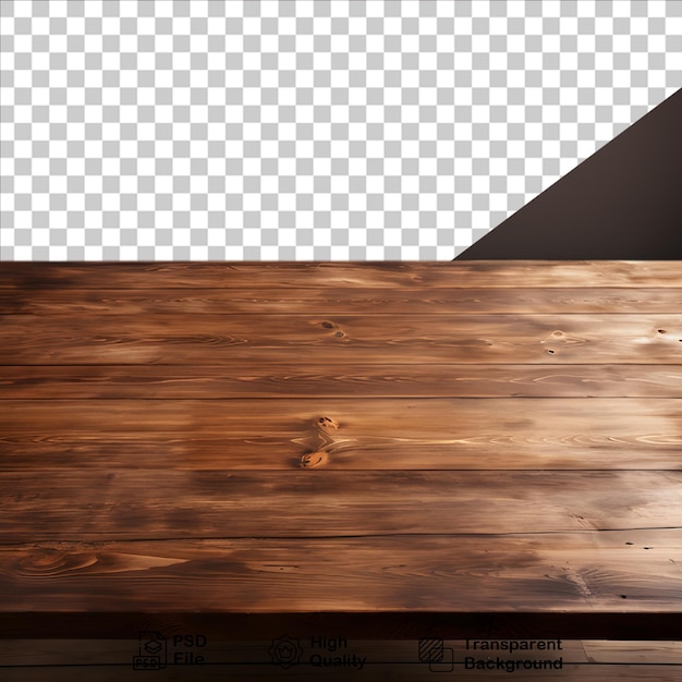 PSD wooden table on transparent background