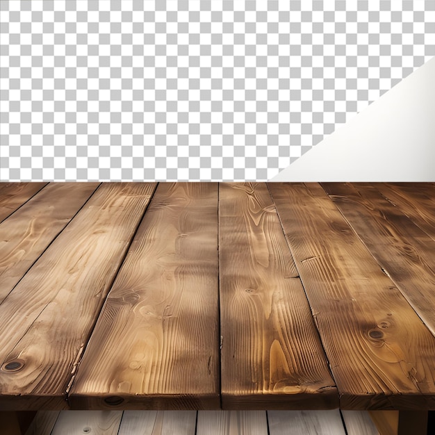 PSD wooden table on transparent background