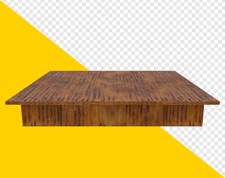 PSD wooden table with brown textured bench
