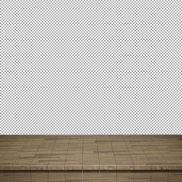 wooden table wood table top front view 3d render isolated
