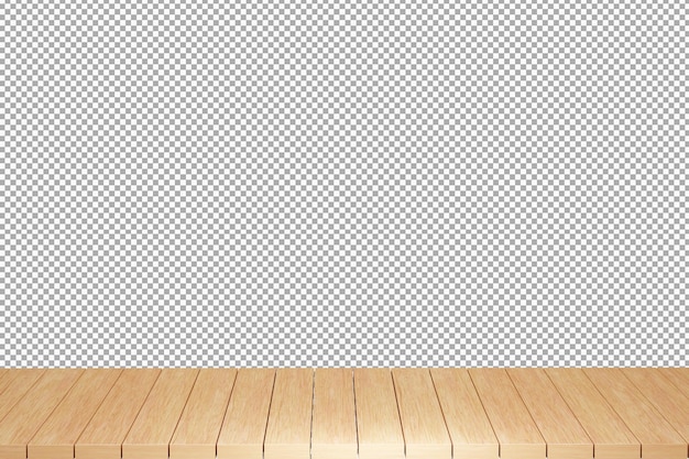 Wooden table wood table top front view 3d render isolated