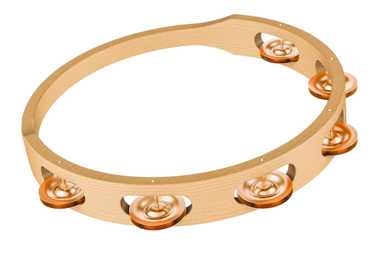 PSD wooden tambourine 3d rendering isolated on transparent background