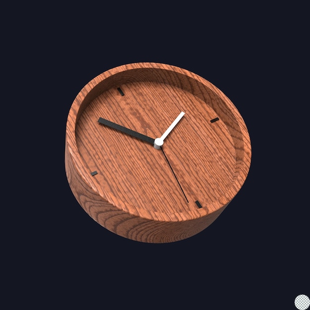 Wooden texture alarm clock concept 3d render for isolated illustration