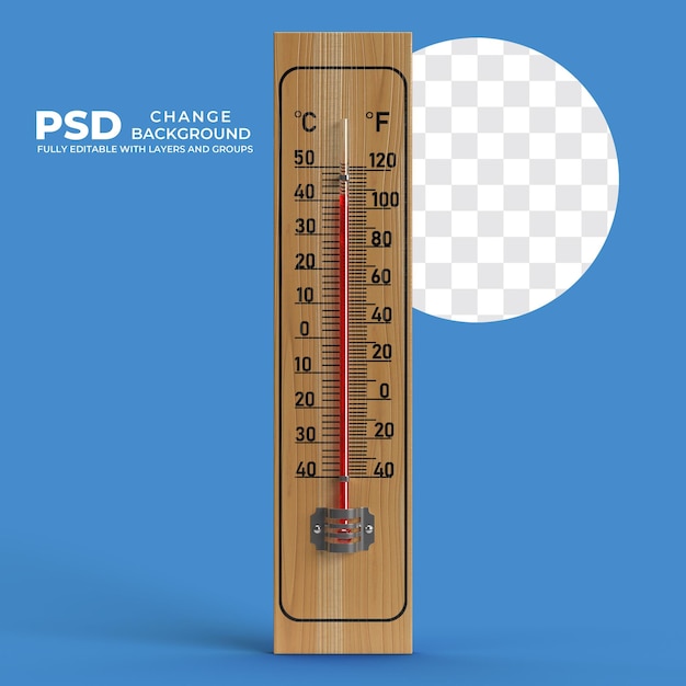 a wooden thermometer with mercury