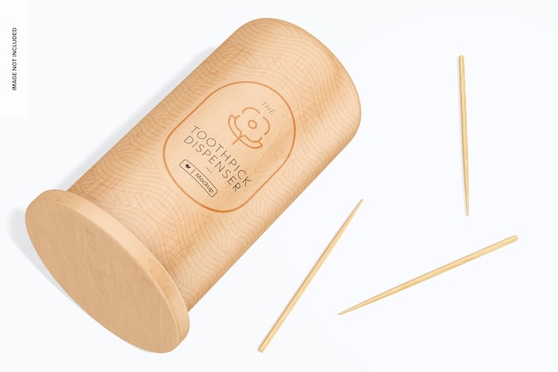 Wooden toothpick dispenser mockup