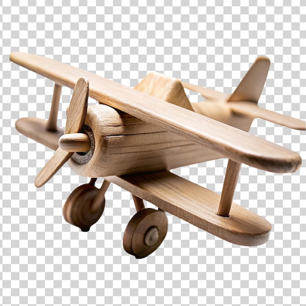 PSD wooden toy airplane isolated on a transparent background