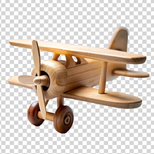 PSD wooden toy airplane isolated on a transparent background