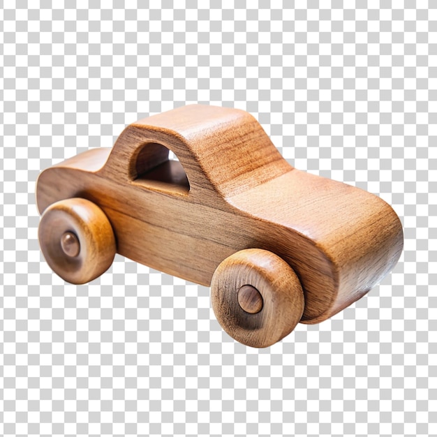 PSD wooden toy car isolated on a transparent background