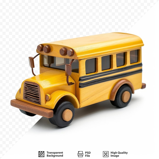 PSD autobus scolastico giocattolo in legno isolato su sfondo bianco isolato