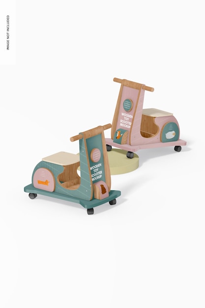 Wooden toy scooters mockup perspective 02