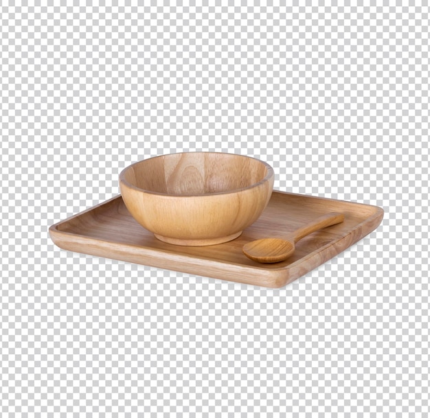 Wooden tray set isolated premium psd