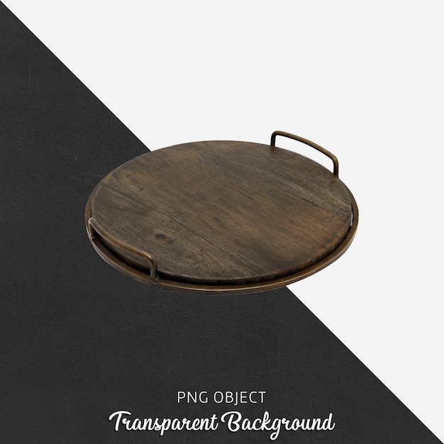 wooden tray on transparent