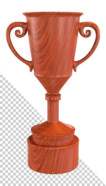 PSD wooden trophy cup isolated on a white background 3d rendering