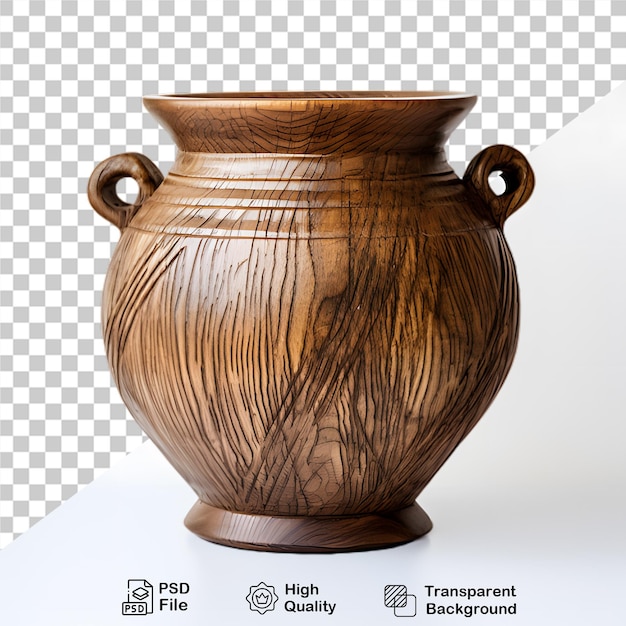 PSD wooden vase on transparent background