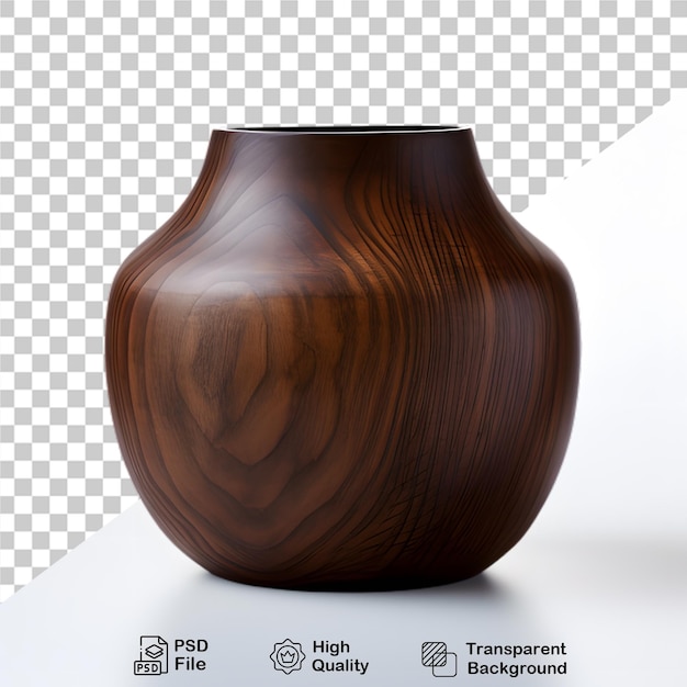 PSD wooden vase on transparent background