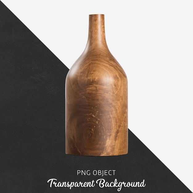Wooden vase on transparent