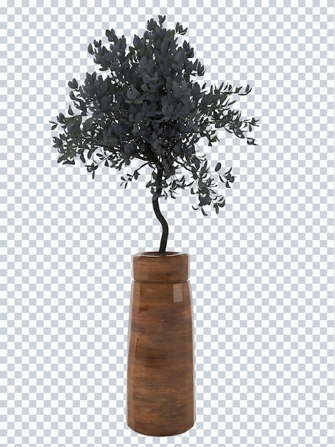 PSD a wooden vase with a tree in it