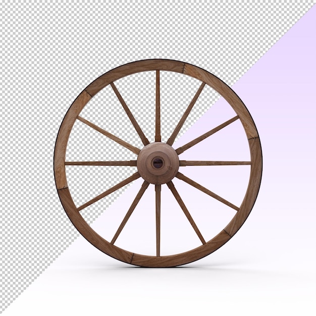 PSD wooden wagon wheel isolated