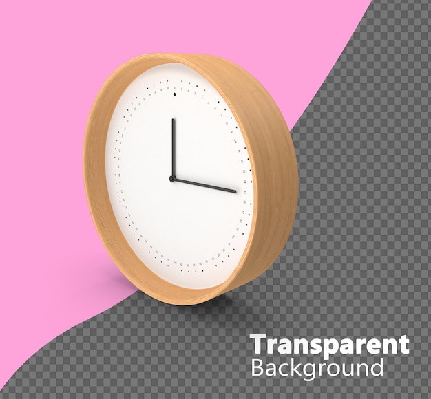 Wooden Wall Clock isolated on a transparent background