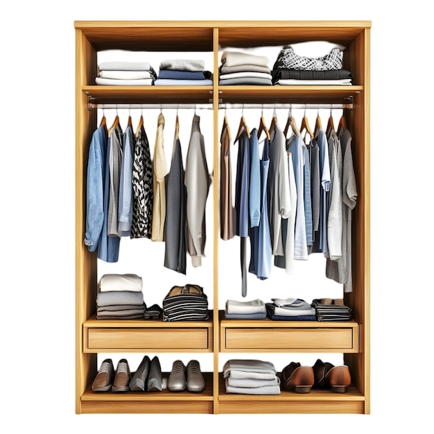wooden wardrobe with drawers