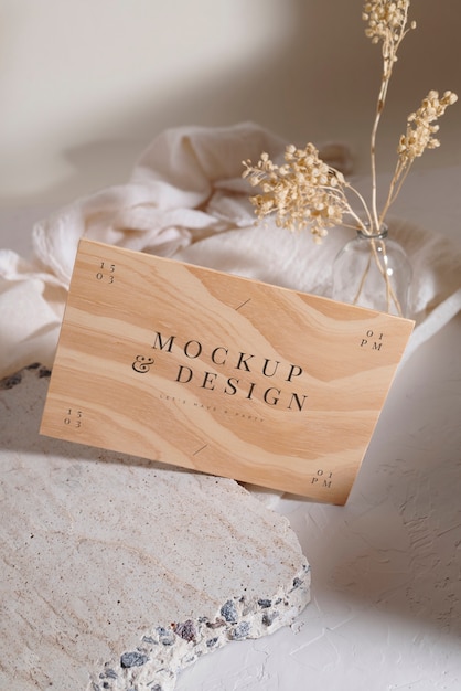 Wooden wedding invitation mock-up