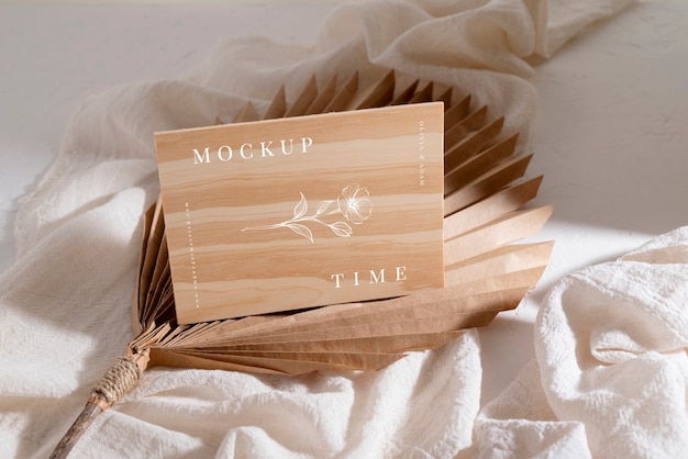Wooden wedding invitation mock-up