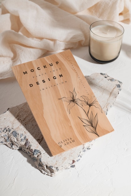 Wooden wedding invitation mock-up