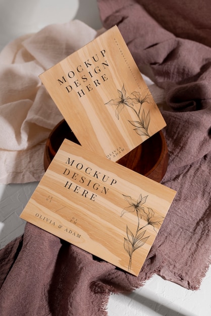 wooden wedding invitation mock-up