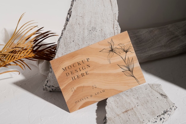 PSD wooden wedding invitation mock-up