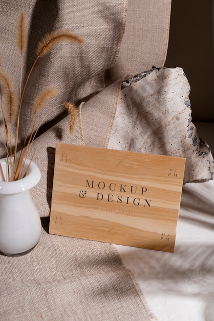 Wooden wedding invitation mock-up