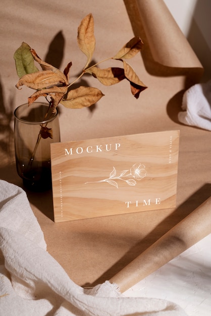 Wooden wedding invitation mock-up