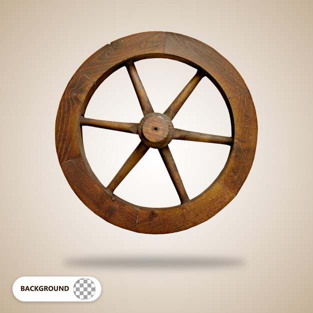 PSD wooden wheel rudder for composition on transparent background