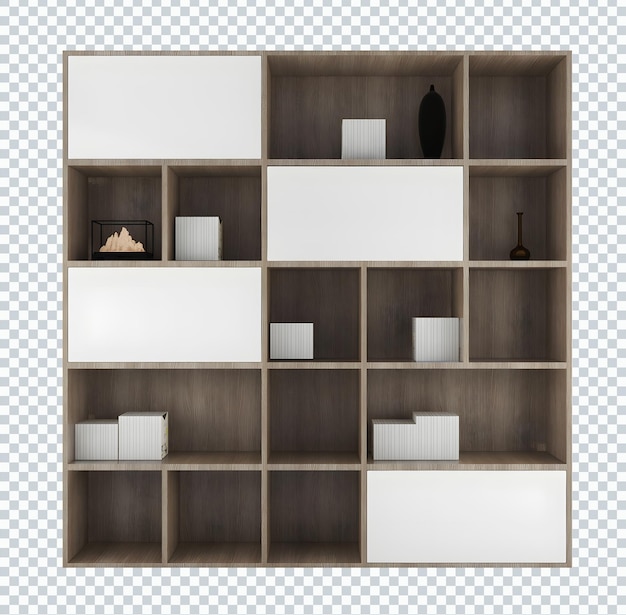 Wooden and white display rack transparent