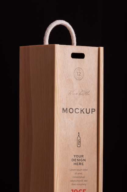 PSD wooden wine box mock-up design