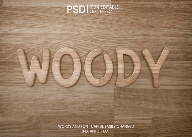 Wooden works texture text effect